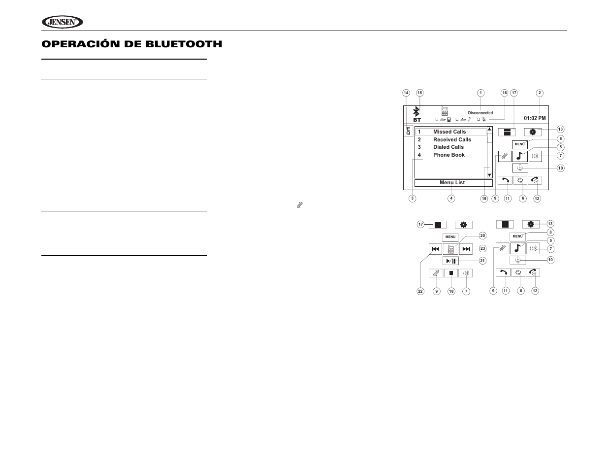 Uv10 operación de bluetooth | Jensen Phase Linear UV10 User Manual | Page 52 / 90