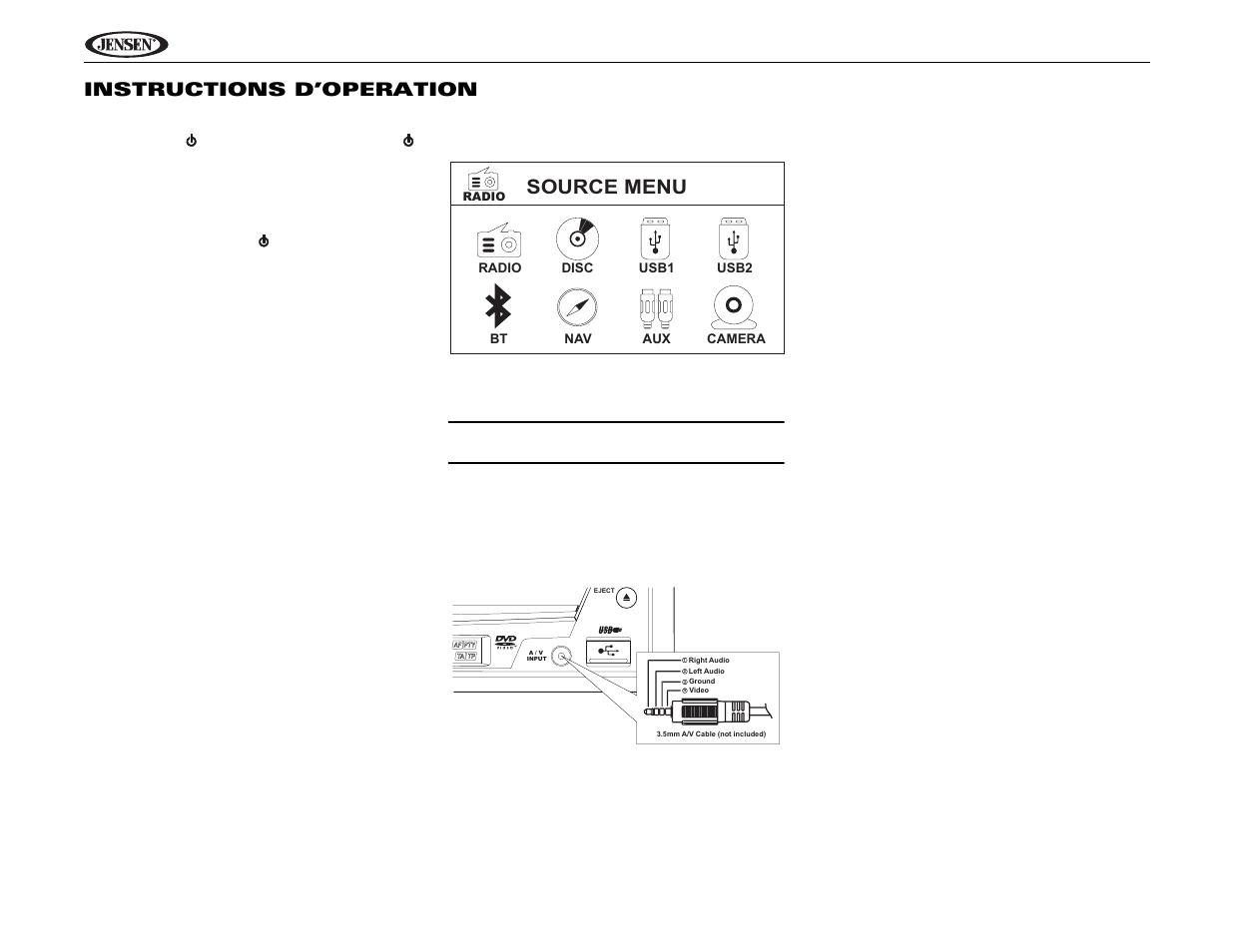 Source menu, Uv10 instructions d’operation | Jensen Phase Linear UV10 User Manual | Page 64 / 90