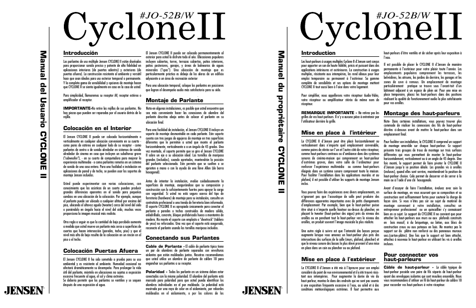 Jo-52b/w | Jensen Multi-Purpose Speakers CYCLONE II User Manual | Page 4 / 4