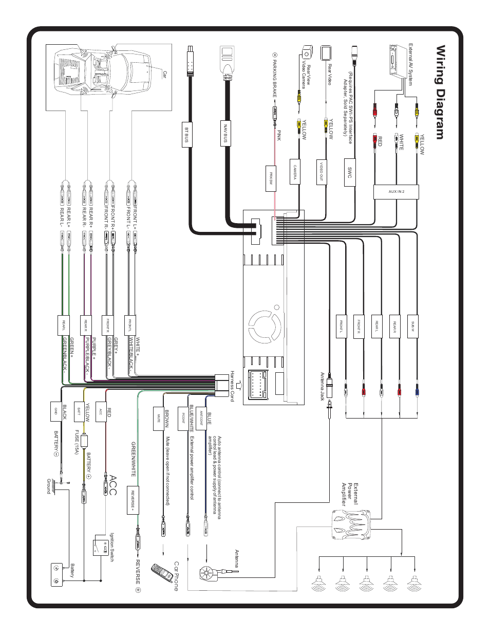 W ir in g d ia g ra m, Ac c | Jensen VM9213 User Manual | Page 4 / 12