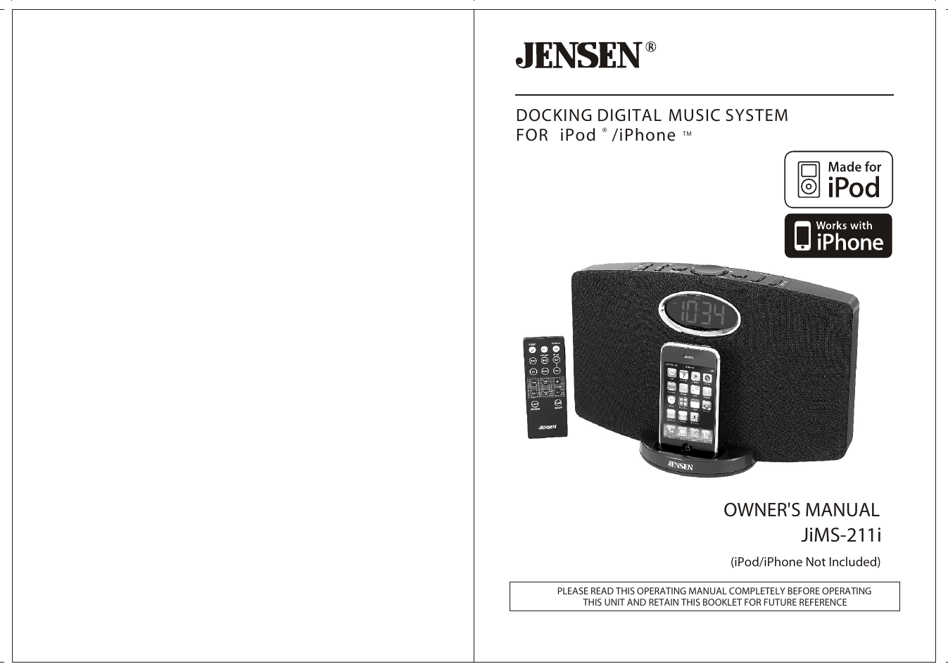 Jensen JiMS-211i User Manual | 9 pages