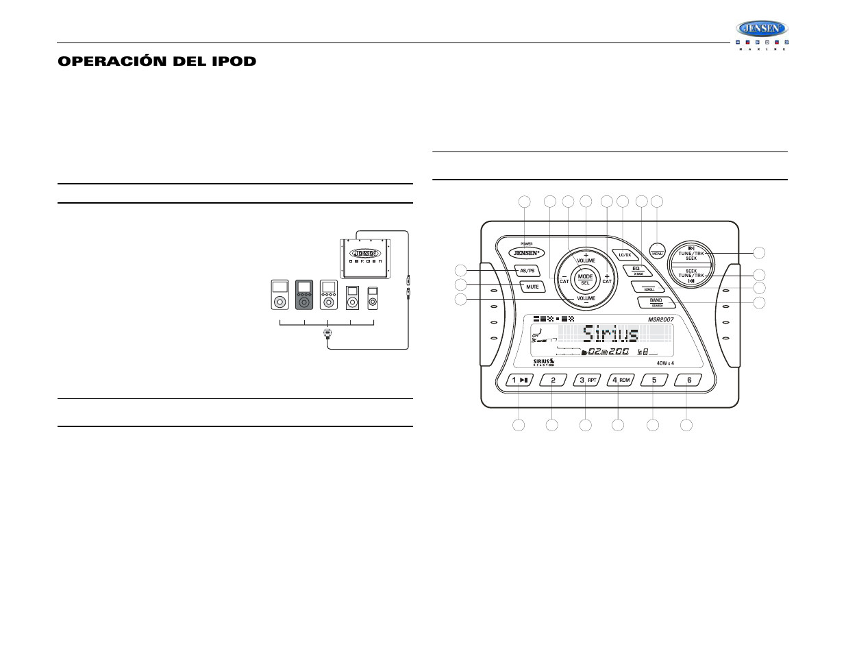Msr2007, Operación del ipod | Jensen MSR2007 User Manual | Page 21 / 34