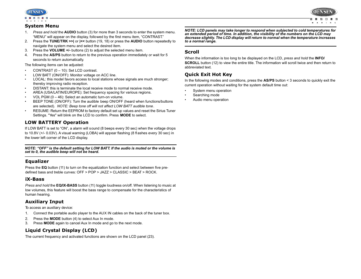 Msr2007 | Jensen MSR2007 User Manual | Page 8 / 34