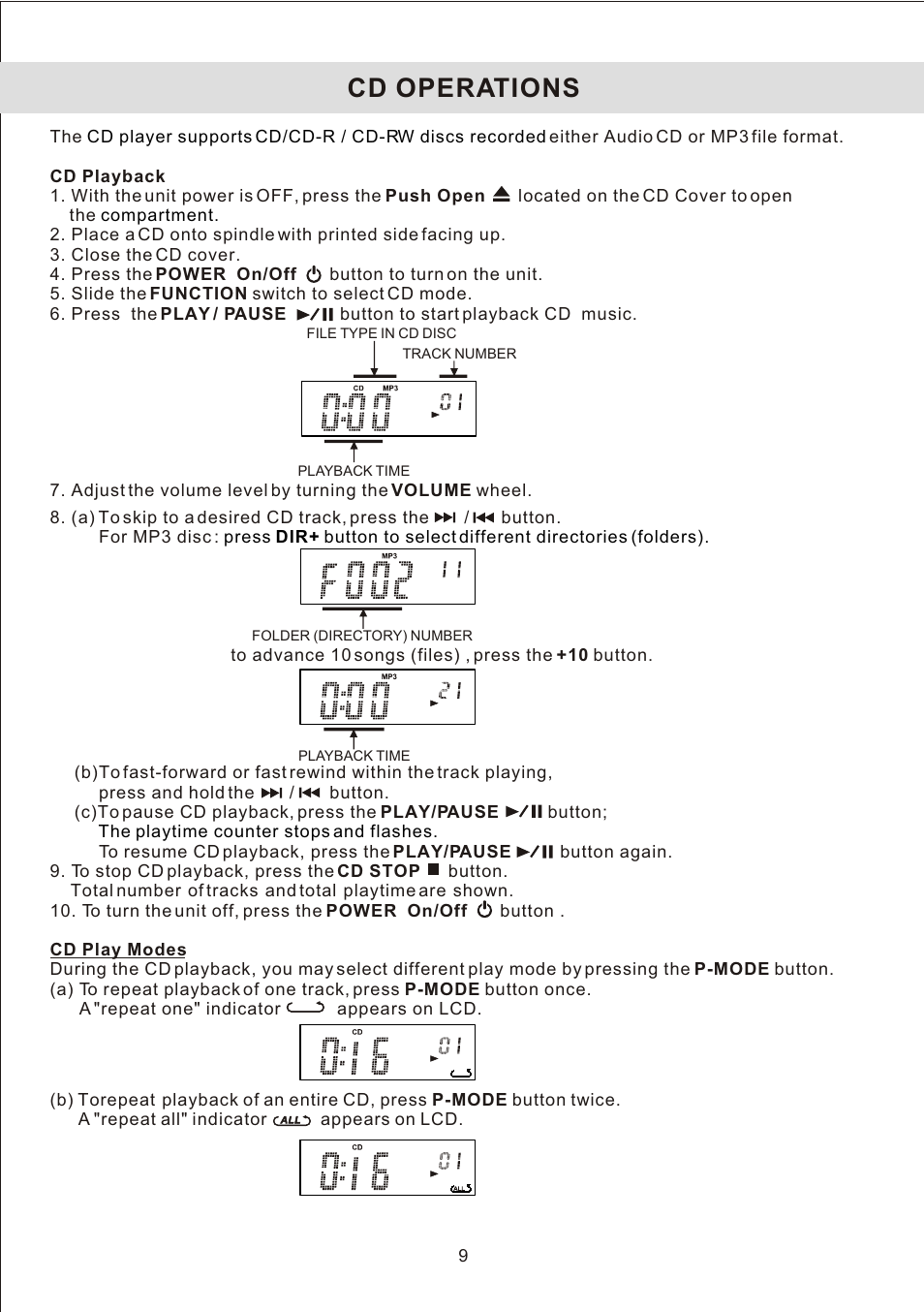 Cd operations | Jensen JiMS-210 User Manual | Page 11 / 18