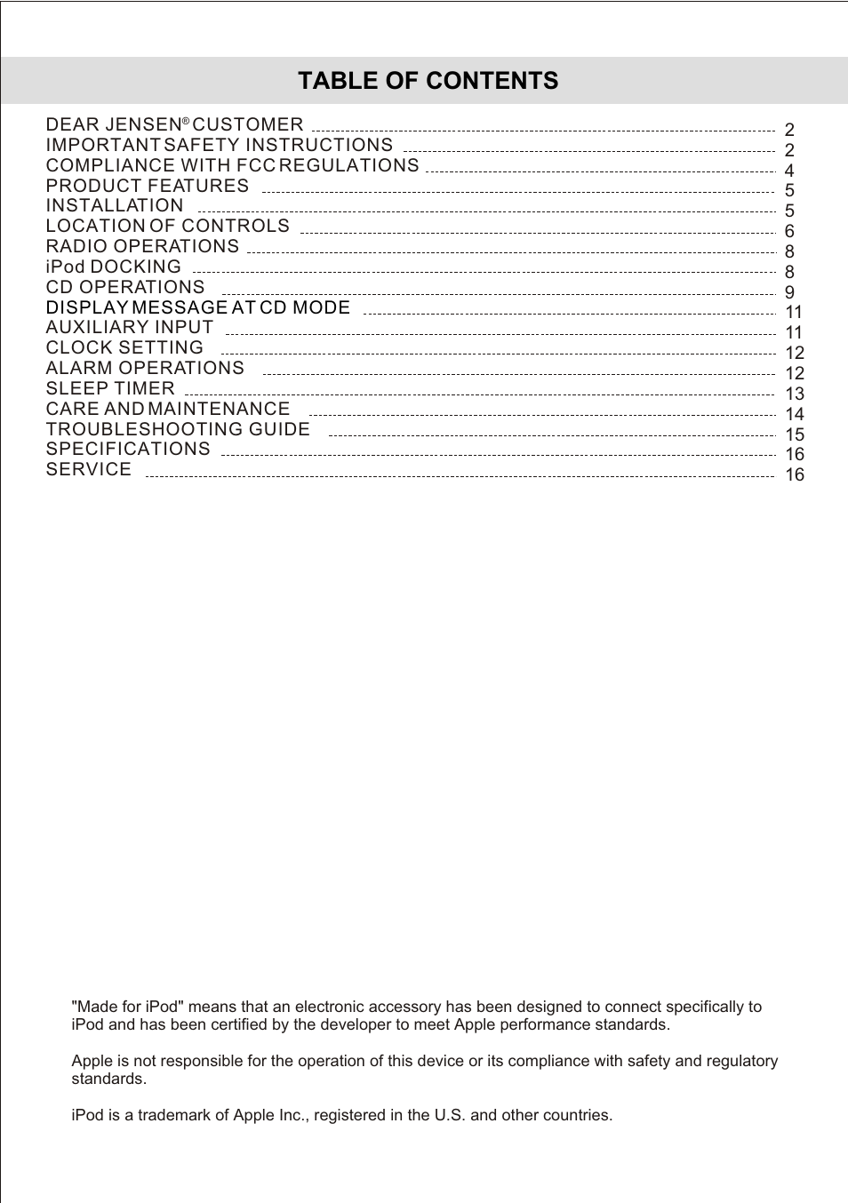 Jensen JiMS-210 User Manual | Page 3 / 18