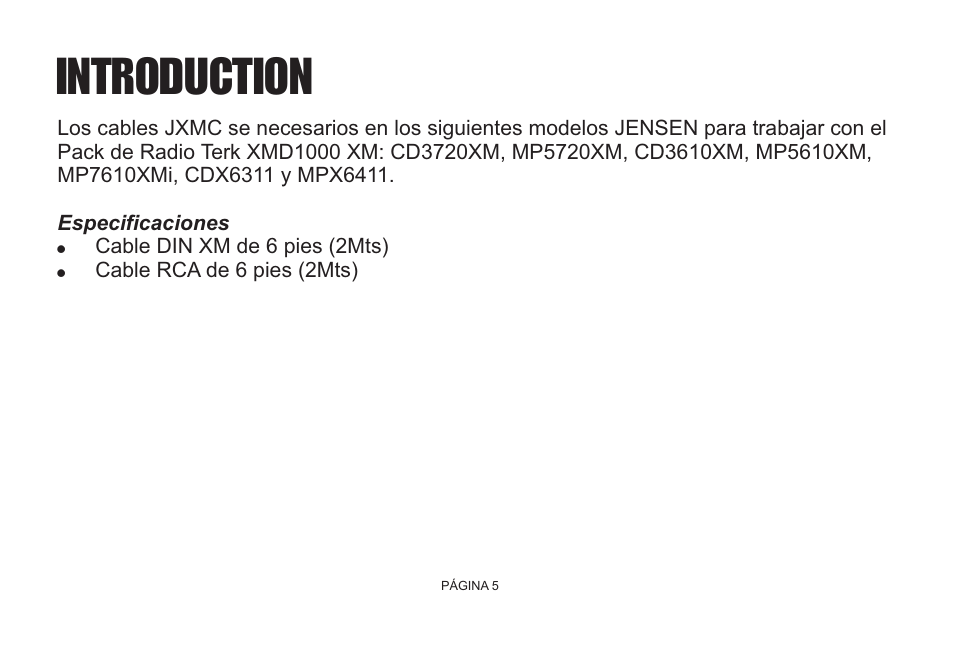 Introduction | Jensen JXMC User Manual | Page 7 / 14