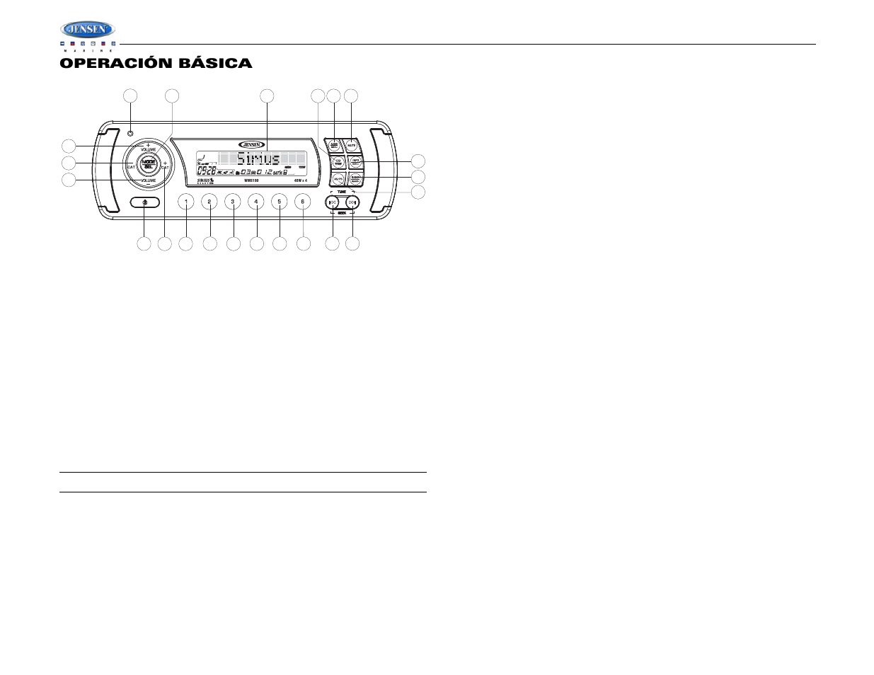 Wms190, Operación básica | Jensen WMS190 User Manual | Page 16 / 32