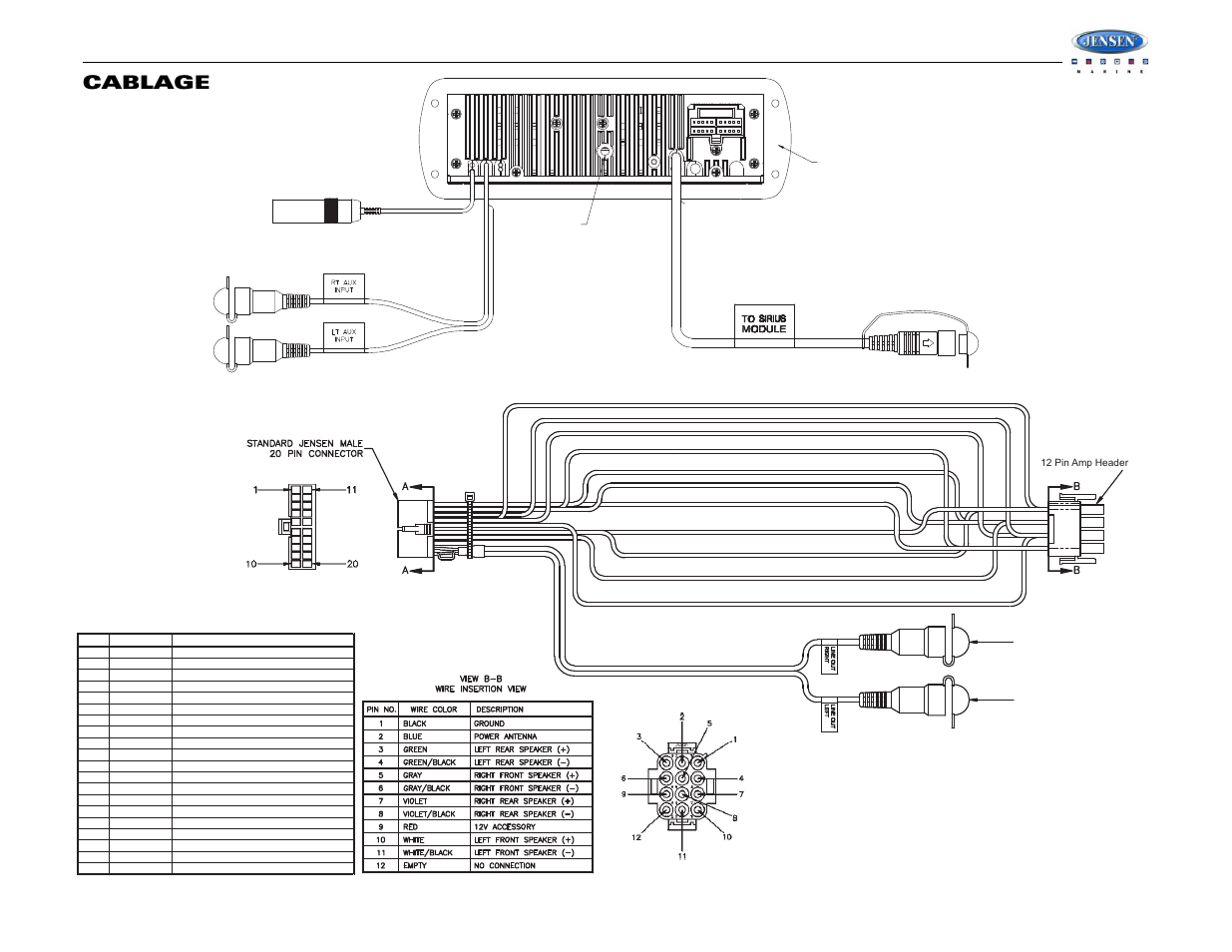Wms190, Cablage | Jensen WMS190 User Manual | Page 25 / 32