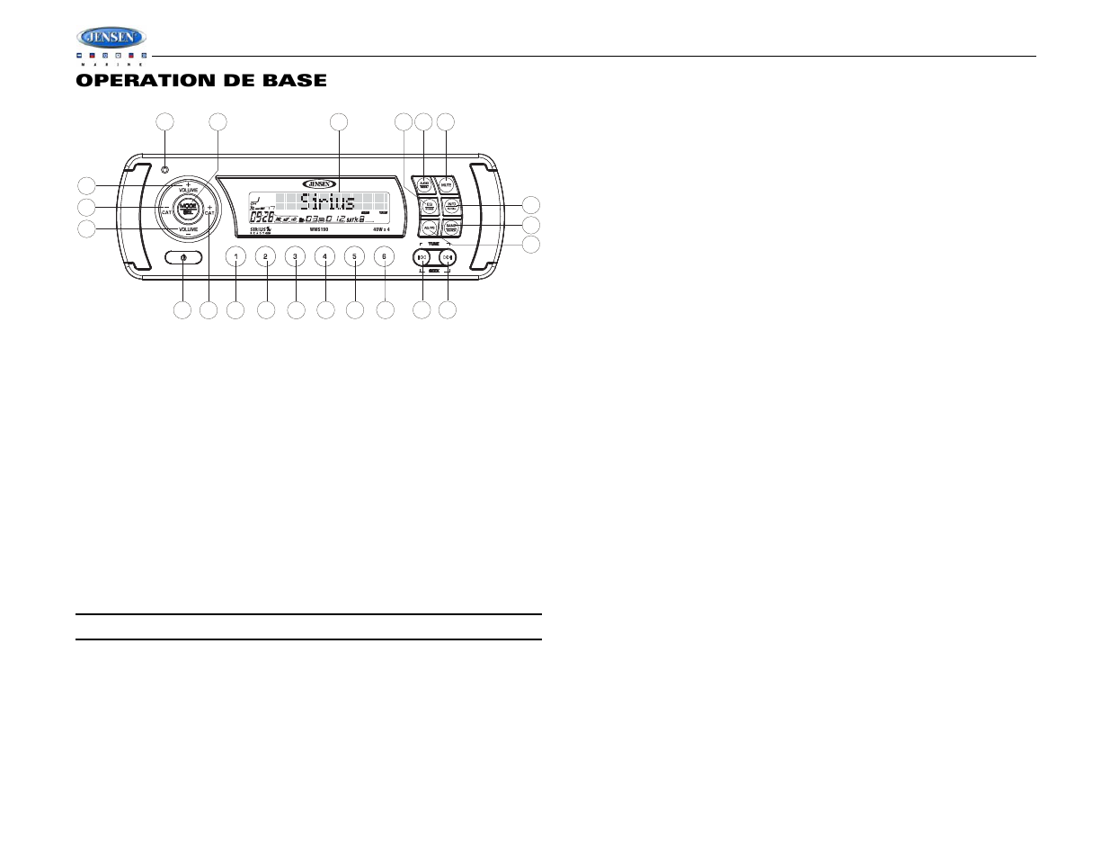 Wms190, Operation de base | Jensen WMS190 User Manual | Page 26 / 32