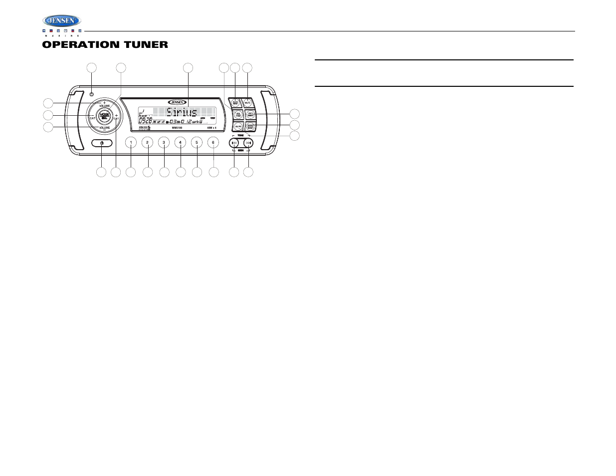 Wms190, Operation tuner | Jensen WMS190 User Manual | Page 28 / 32
