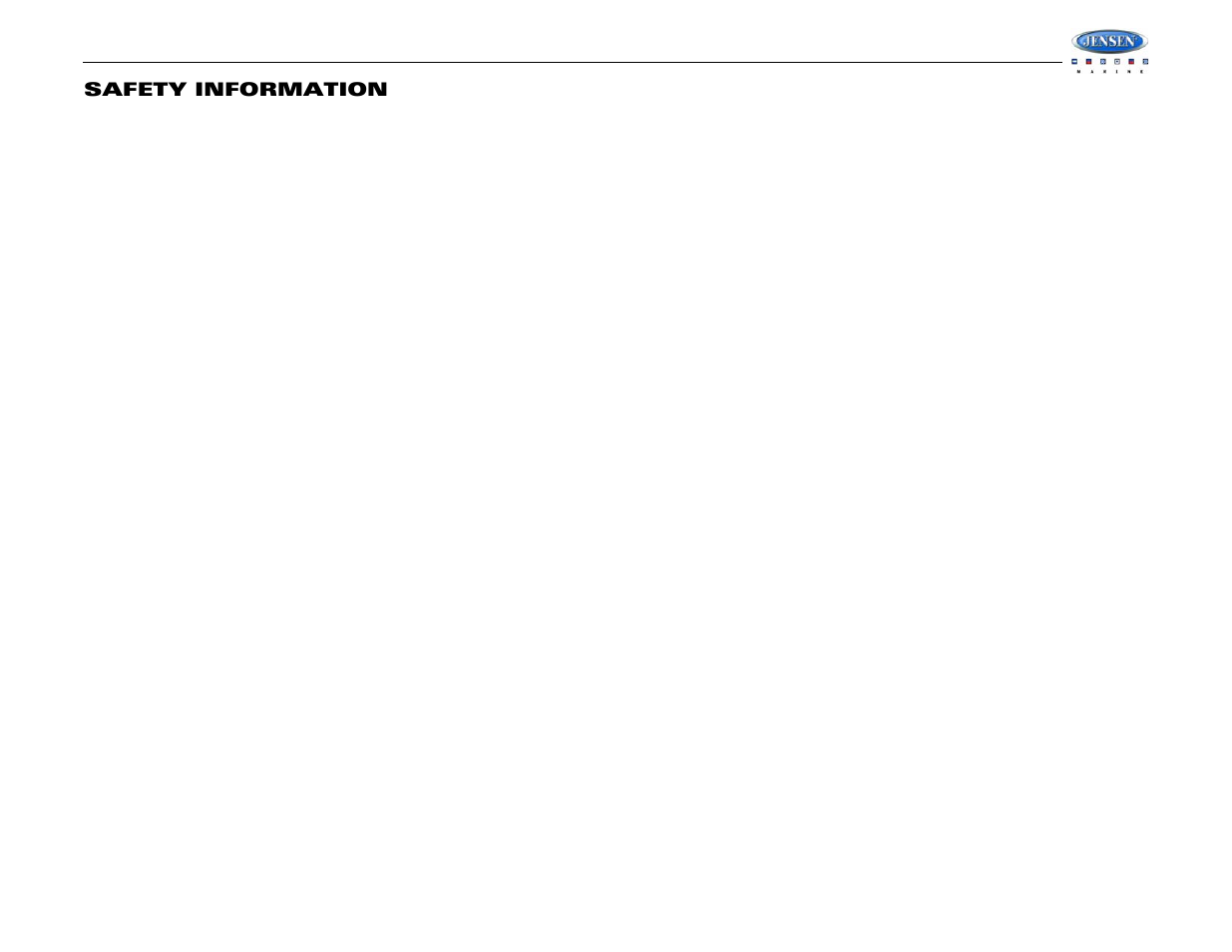 Wms190, Safety information | Jensen WMS190 User Manual | Page 3 / 32