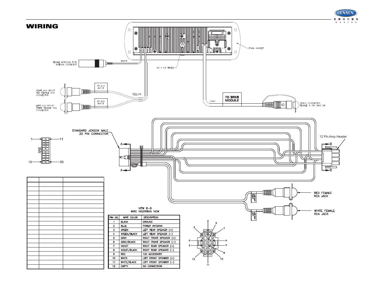 Wms190, Wiring | Jensen WMS190 User Manual | Page 5 / 32