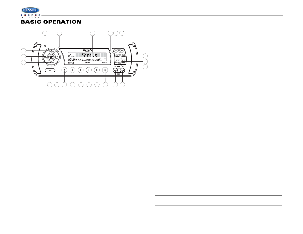 Wms190, Basic operation | Jensen WMS190 User Manual | Page 6 / 32