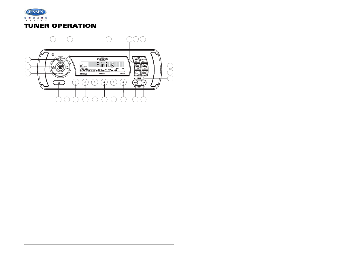 Wms190, Tuner operation | Jensen WMS190 User Manual | Page 8 / 32