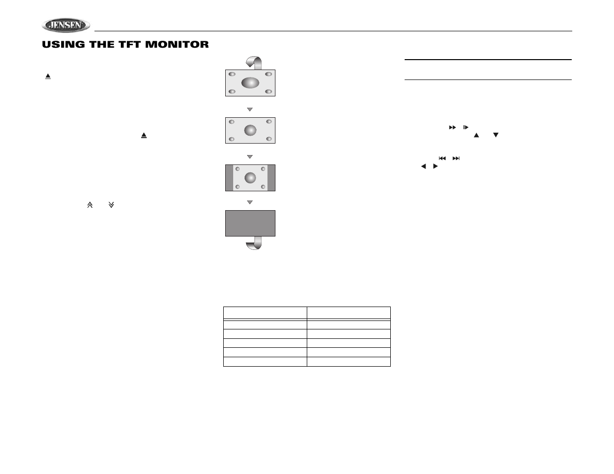 Vm9510ts, Using the tft monitor | Jensen VM9510TS User Manual | Page 14 / 82