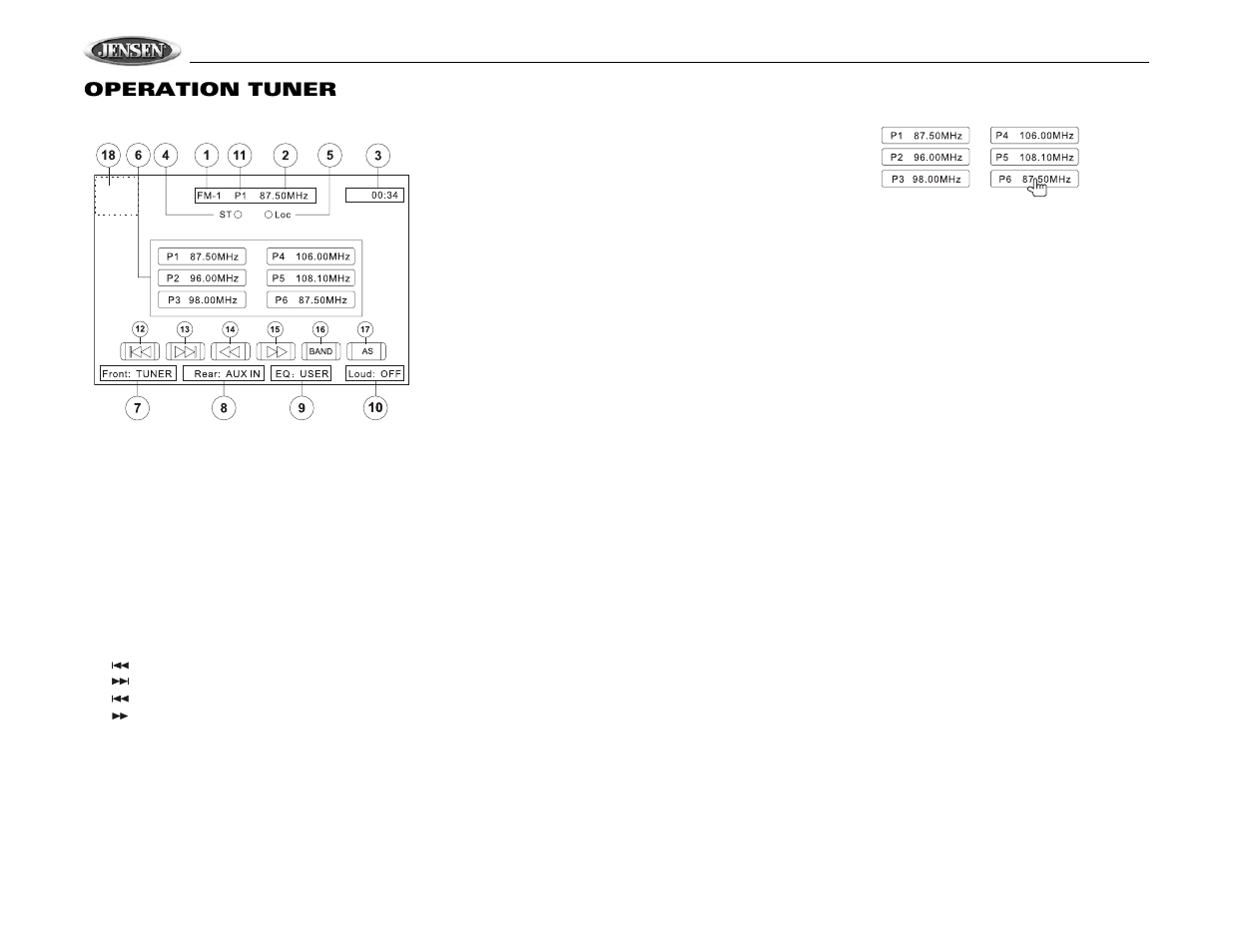 Vm9510ts, Operation tuner | Jensen VM9510TS User Manual | Page 70 / 82