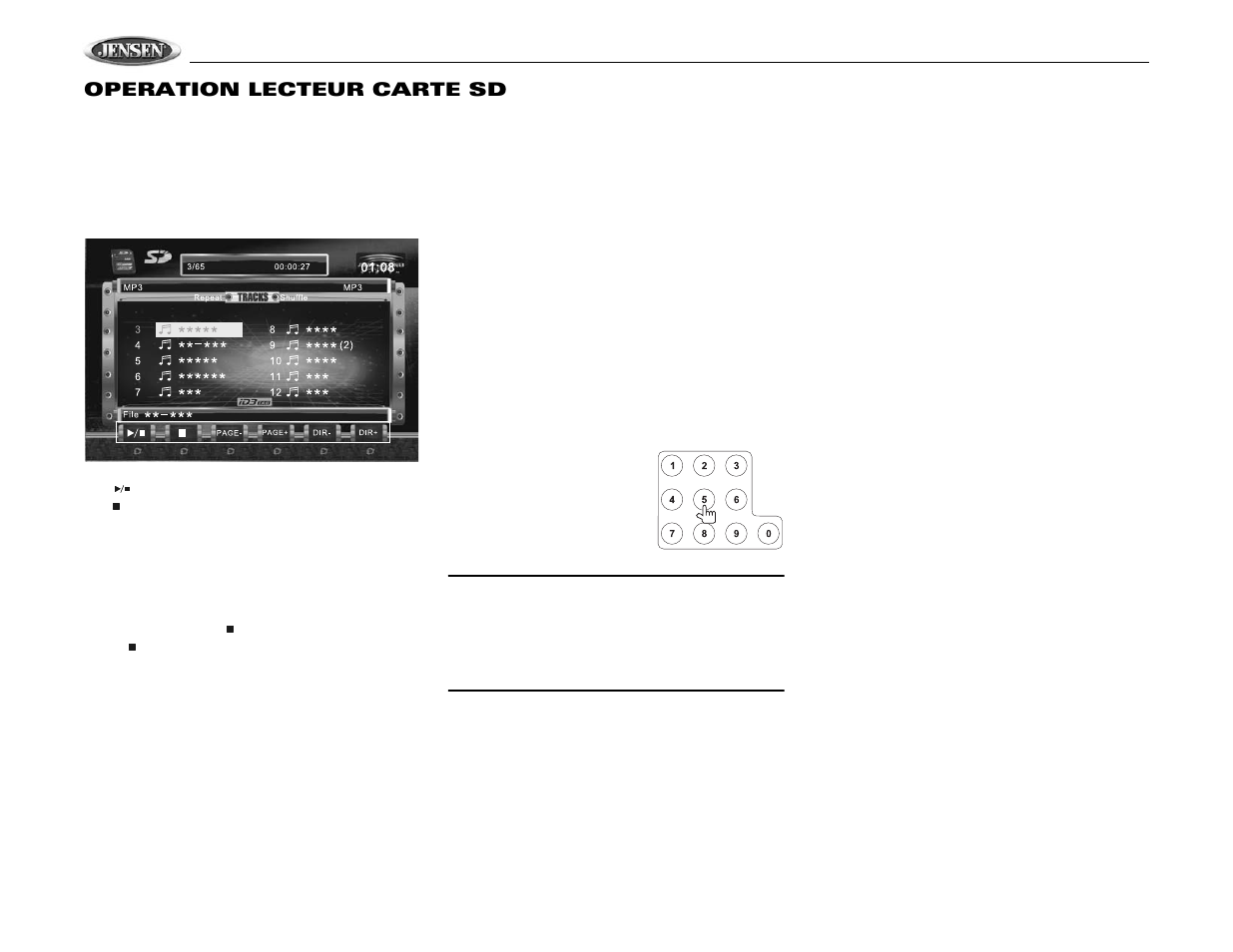 Vm9510ts, Operation lecteur carte sd | Jensen VM9510TS User Manual | Page 78 / 82