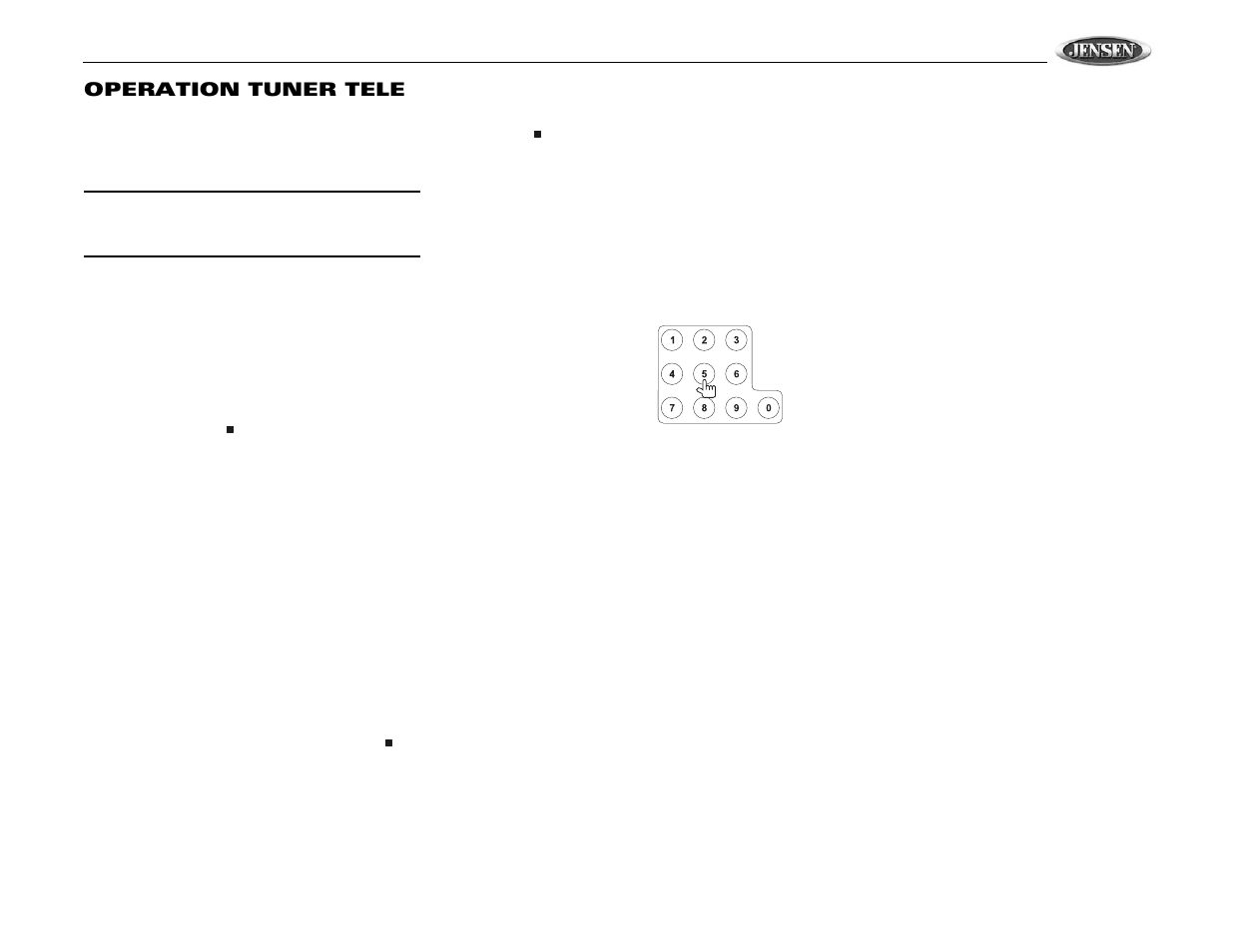 Vm9510ts, Operation tuner tele | Jensen VM9510TS User Manual | Page 79 / 82