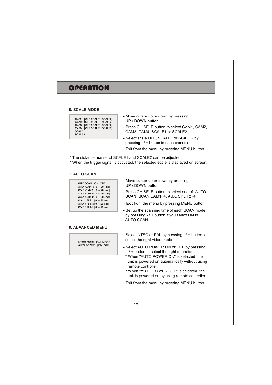 쪽 12, Operation | Jensen Voyager CSW5007Q User Manual | Page 12 / 14