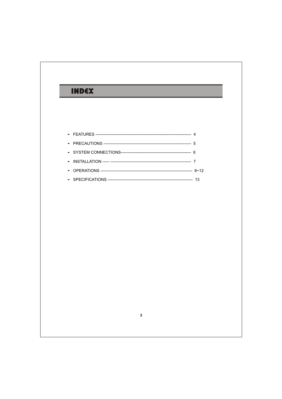 Index | Jensen Voyager CSW5007Q User Manual | Page 3 / 14