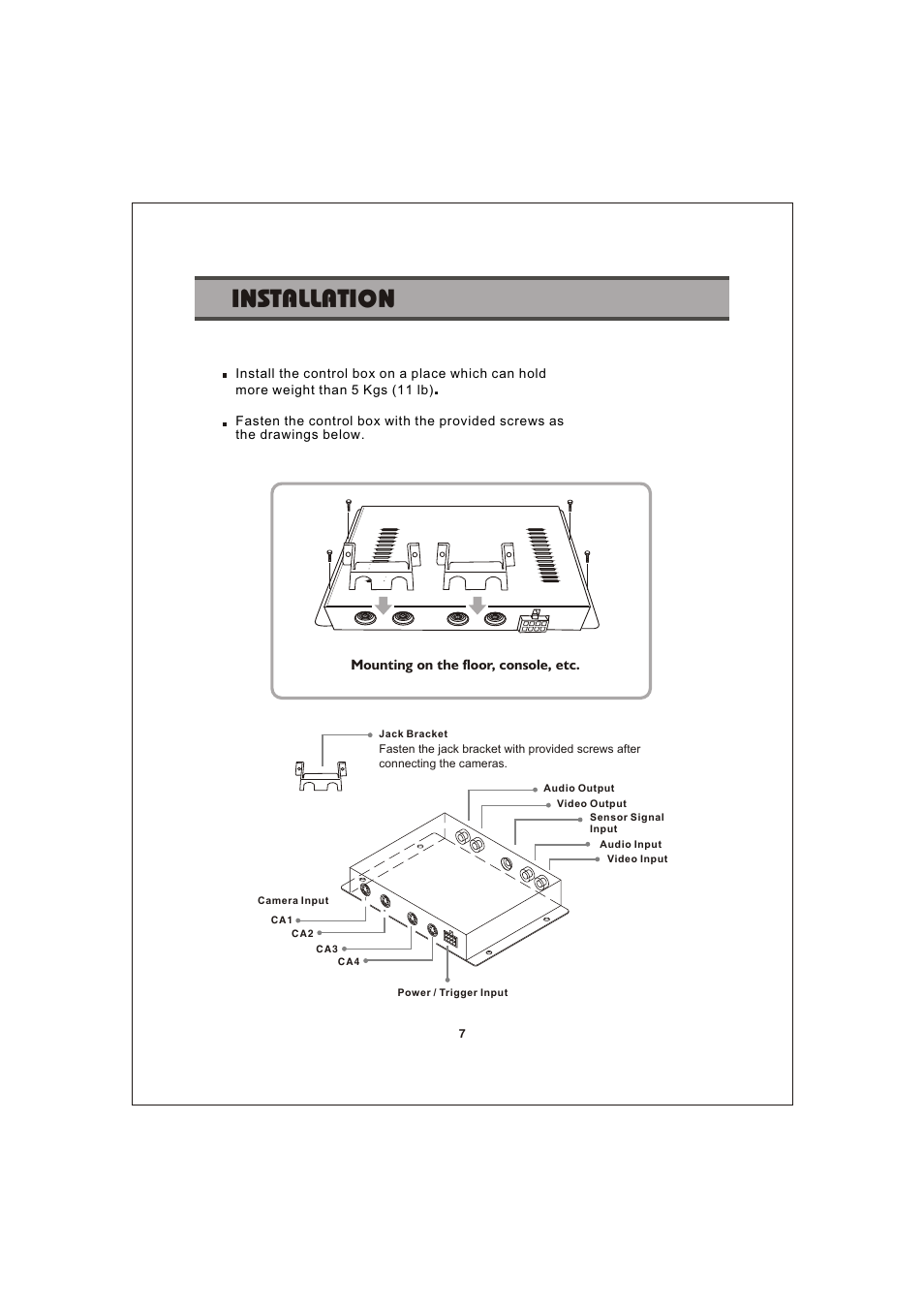 Installation | Jensen Voyager CSW5007Q User Manual | Page 7 / 14