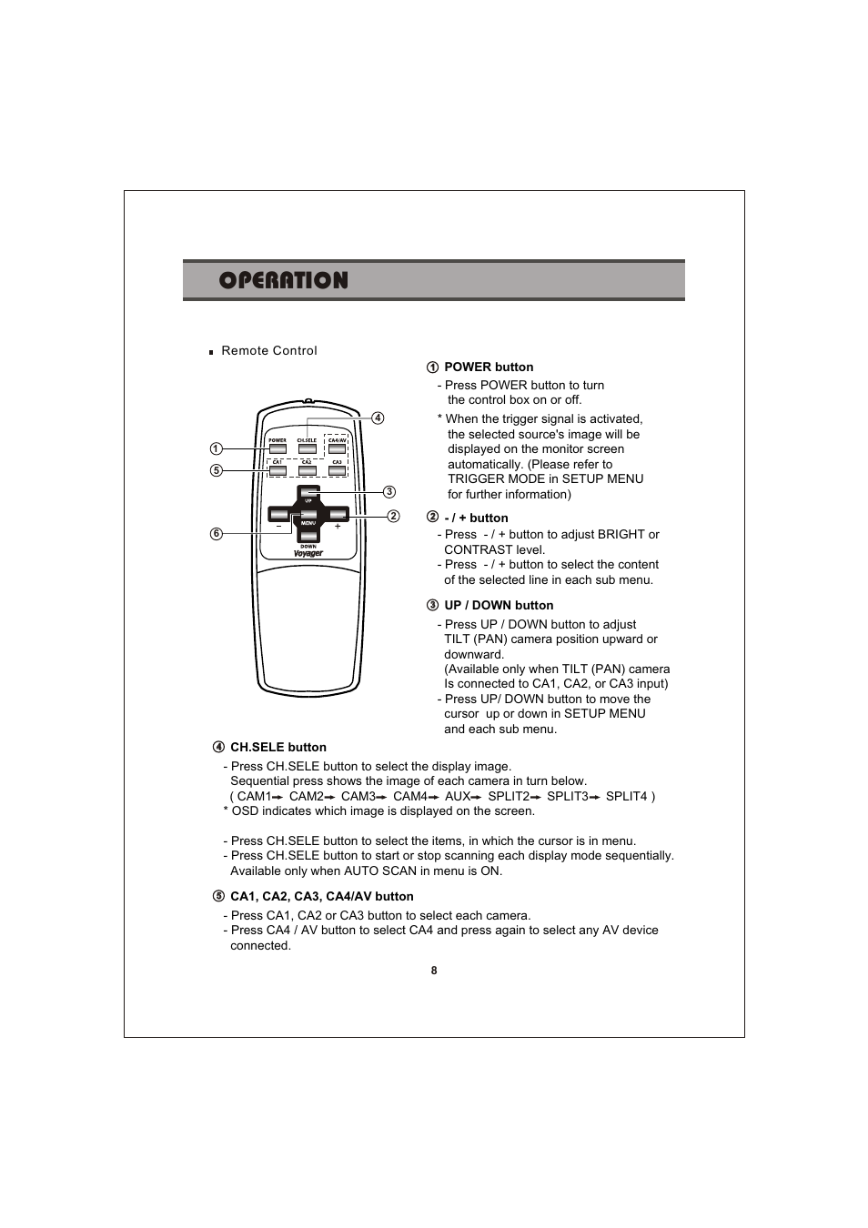 Operation | Jensen Voyager CSW5007Q User Manual | Page 8 / 14