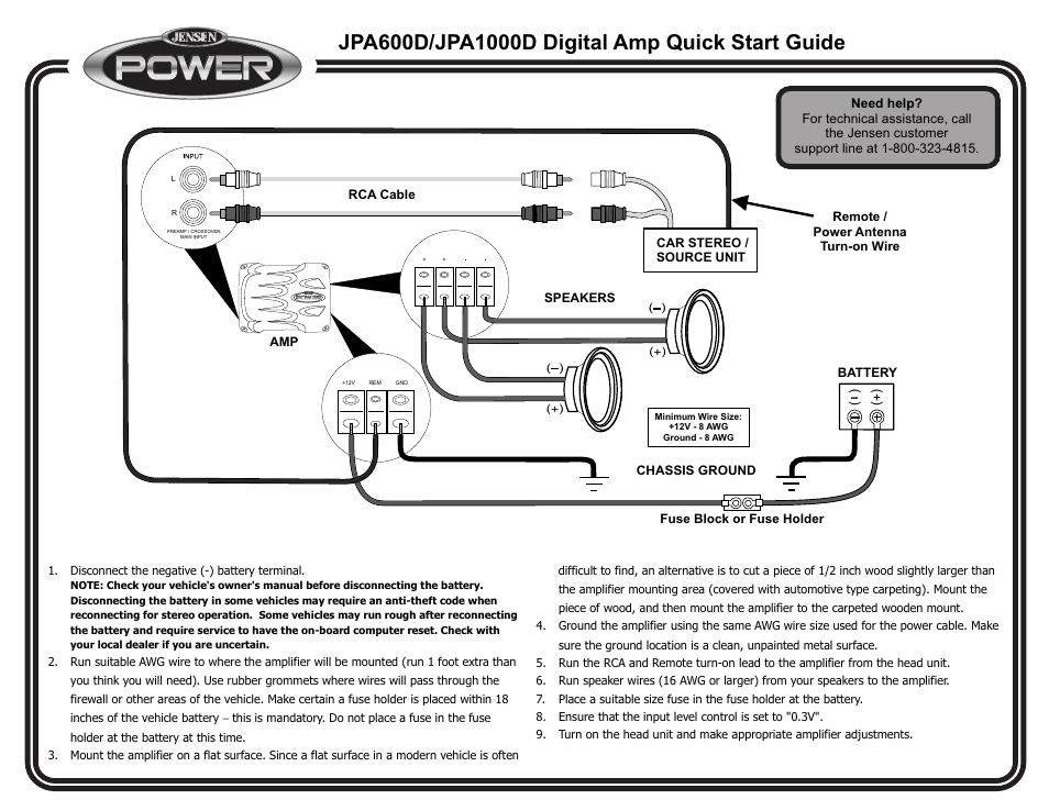 Jensen POWER JPA600D User Manual | 3 pages