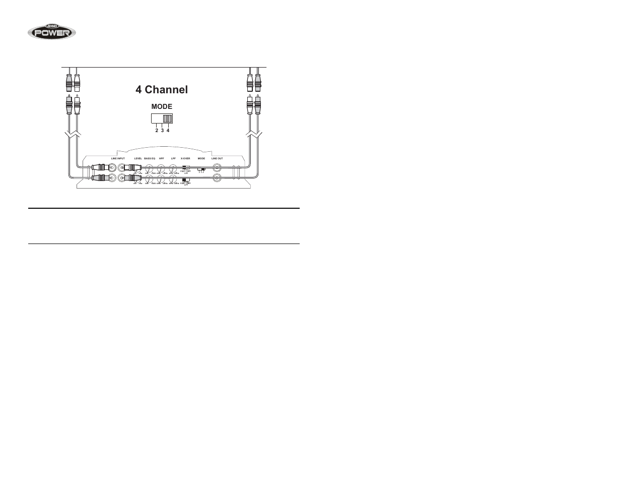 4 channel, Power amplifiers, Connecting additional amplifiers | Mode | Jensen POWER 760 User Manual | Page 11 / 48