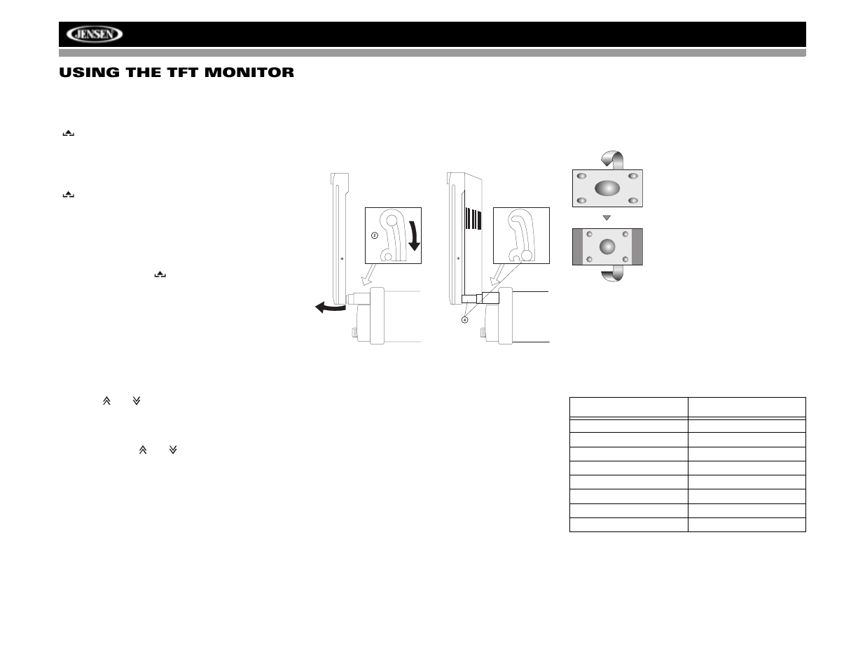 Vm9512 using the tft monitor | Jensen VM9512 User Manual | Page 16 / 44