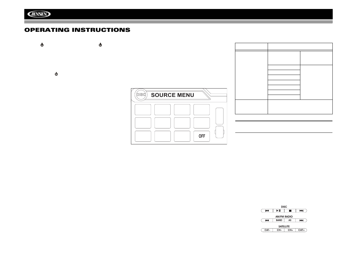 Vm9512 operating instructions, Source menu | Jensen VM9512 User Manual | Page 18 / 44