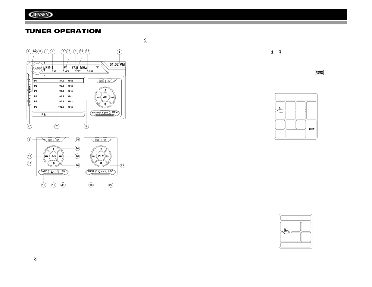 Vm9512 tuner operation | Jensen VM9512 User Manual | Page 24 / 44