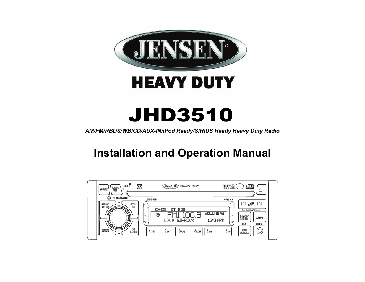 Jensen JHD3510 User Manual | 16 pages