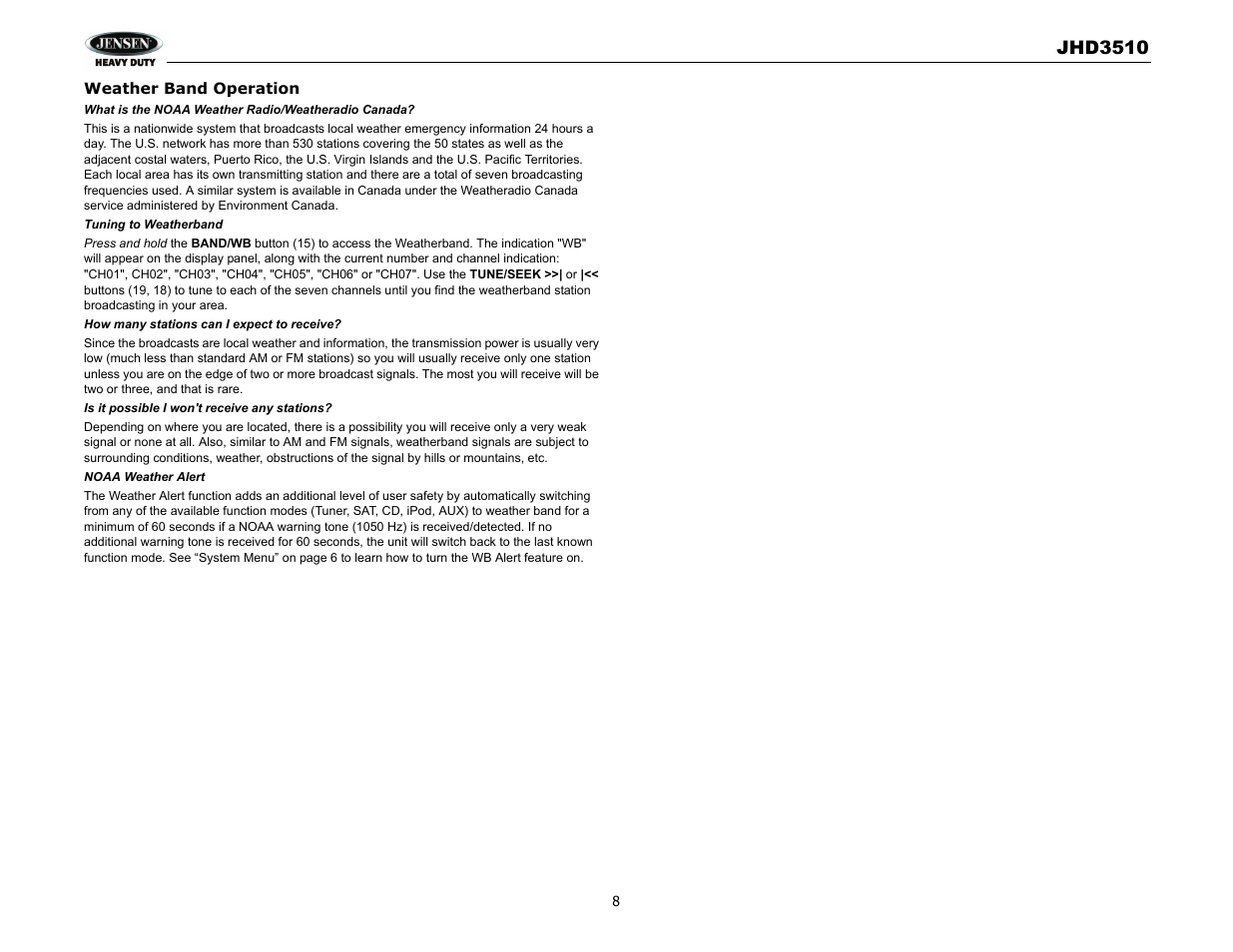 Jensen JHD3510 User Manual | Page 10 / 16