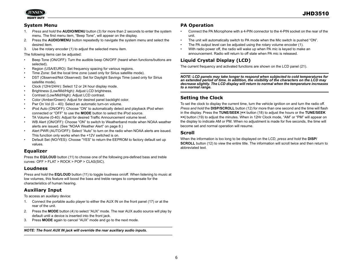 Jhd3510 | Jensen JHD3510 User Manual | Page 8 / 16