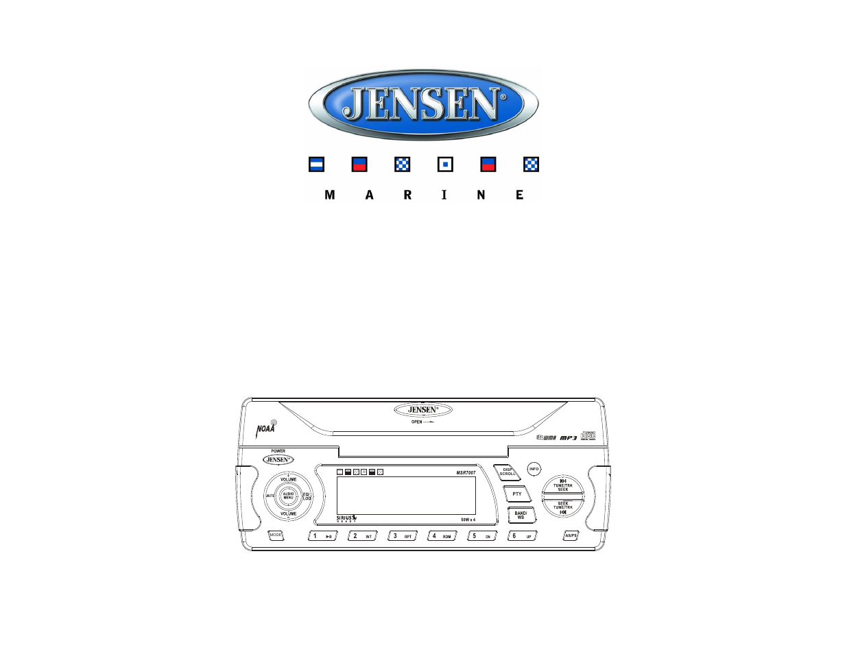 Jensen WATERPROOF AM/FM/RBDS/WB/CDP/SIRIUS/IPOD READY MSR7007 User Manual | 44 pages