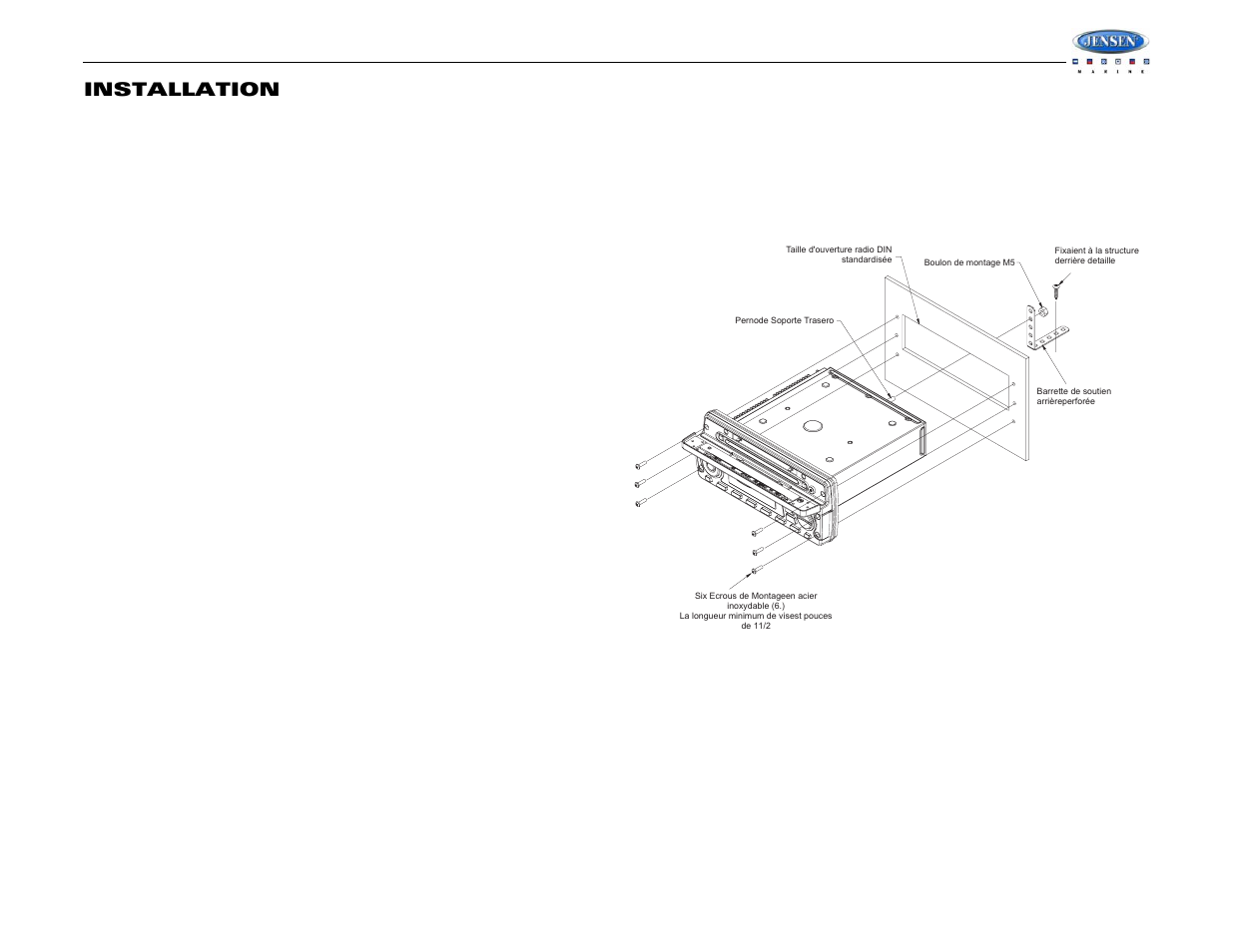 Msr7007, Installation | Jensen WATERPROOF AM/FM/RBDS/WB/CDP/SIRIUS/IPOD READY MSR7007 User Manual | Page 33 / 44