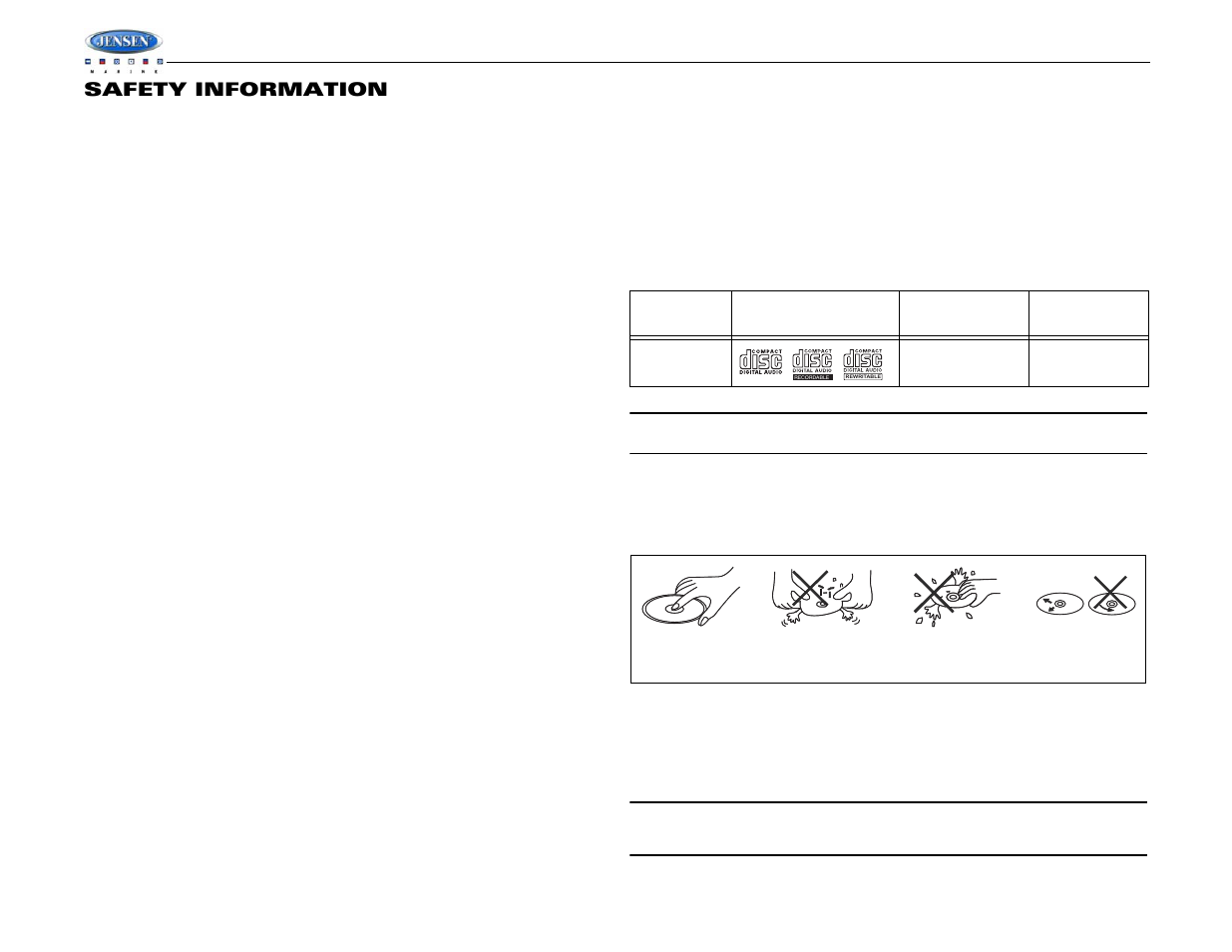 Msr7007, Safety information | Jensen WATERPROOF AM/FM/RBDS/WB/CDP/SIRIUS/IPOD READY MSR7007 User Manual | Page 4 / 44