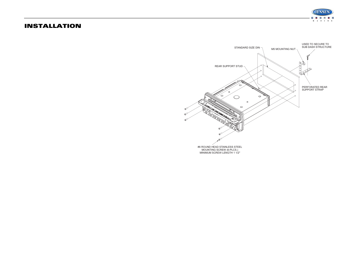 Msr7007, Installation | Jensen WATERPROOF AM/FM/RBDS/WB/CDP/SIRIUS/IPOD READY MSR7007 User Manual | Page 5 / 44