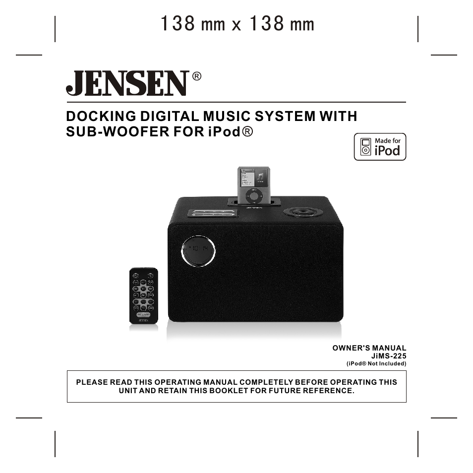 Jensen JIMS-225 User Manual | 14 pages