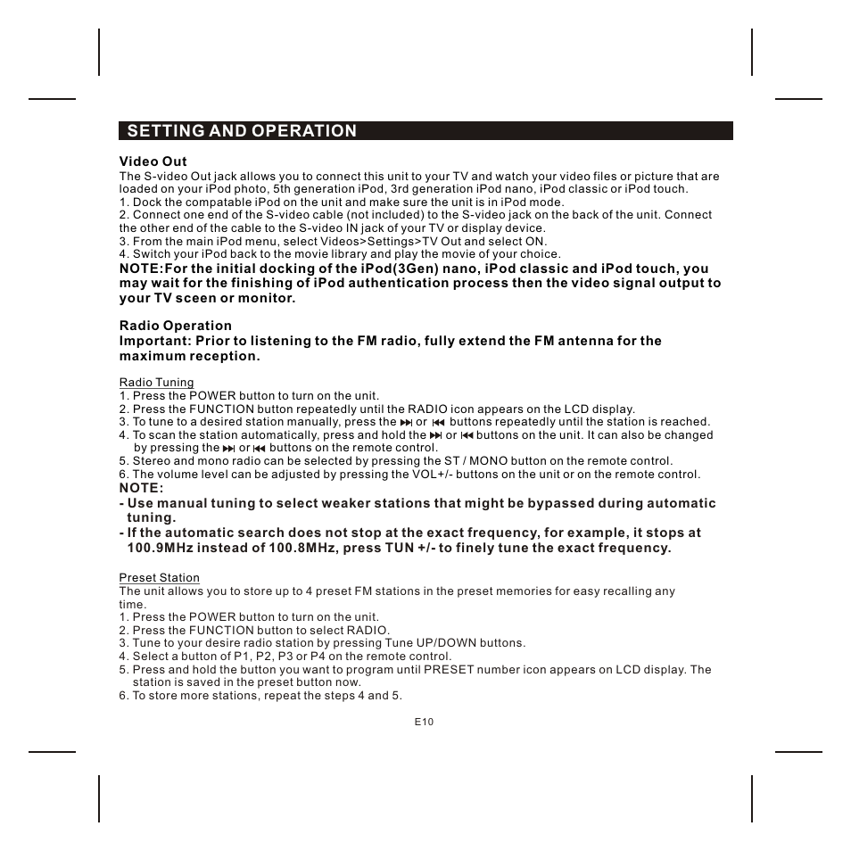 页 11, Setting and operation | Jensen JIMS-225 User Manual | Page 11 / 14