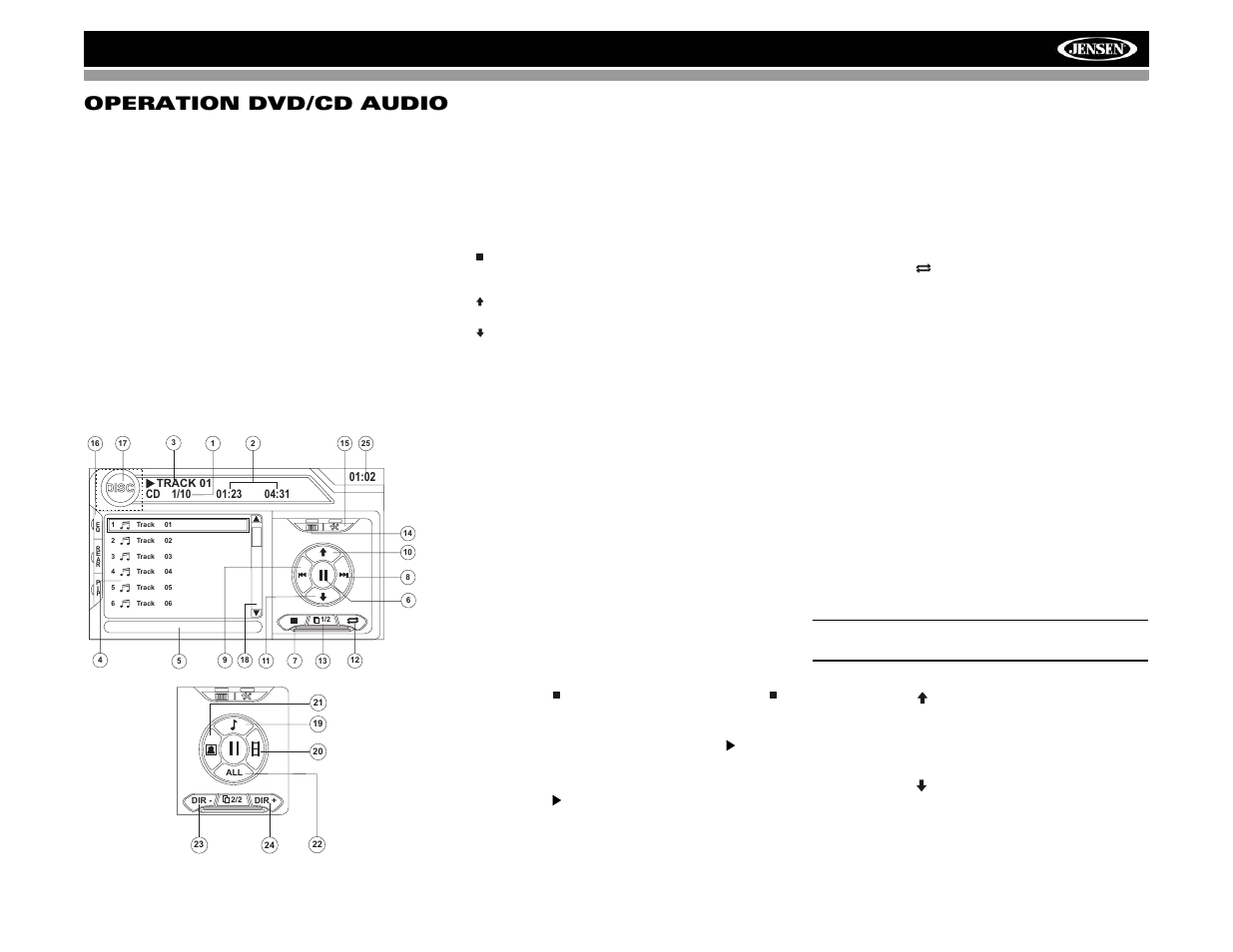 Vm9022 operation dvd/cd audio | Jensen VM9022 User Manual | Page 107 / 124