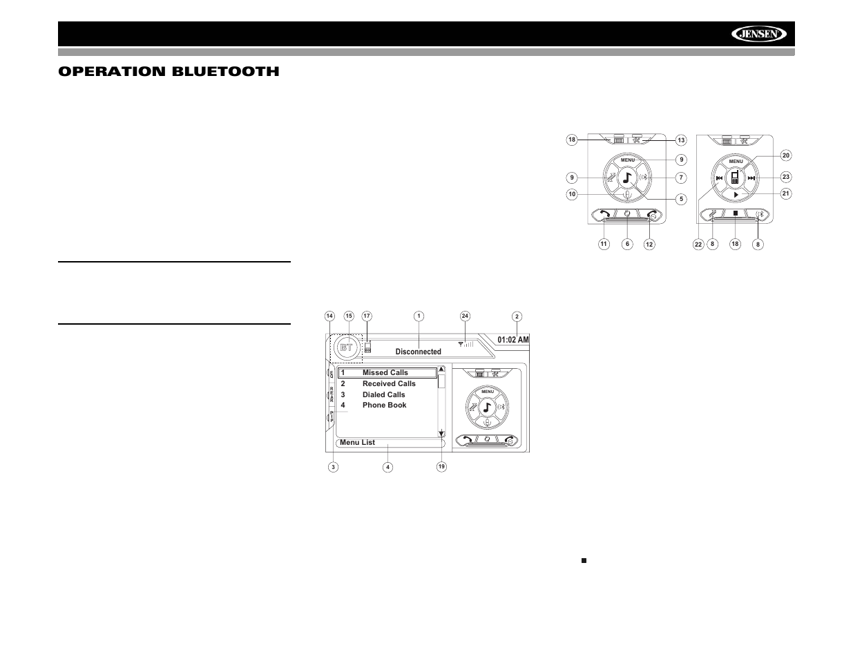 Vm9022 operation bluetooth | Jensen VM9022 User Manual | Page 113 / 124
