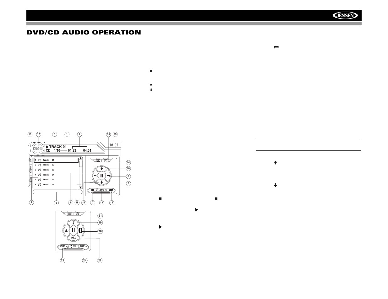 Vm9022 dvd/cd audio operation | Jensen VM9022 User Manual | Page 31 / 124