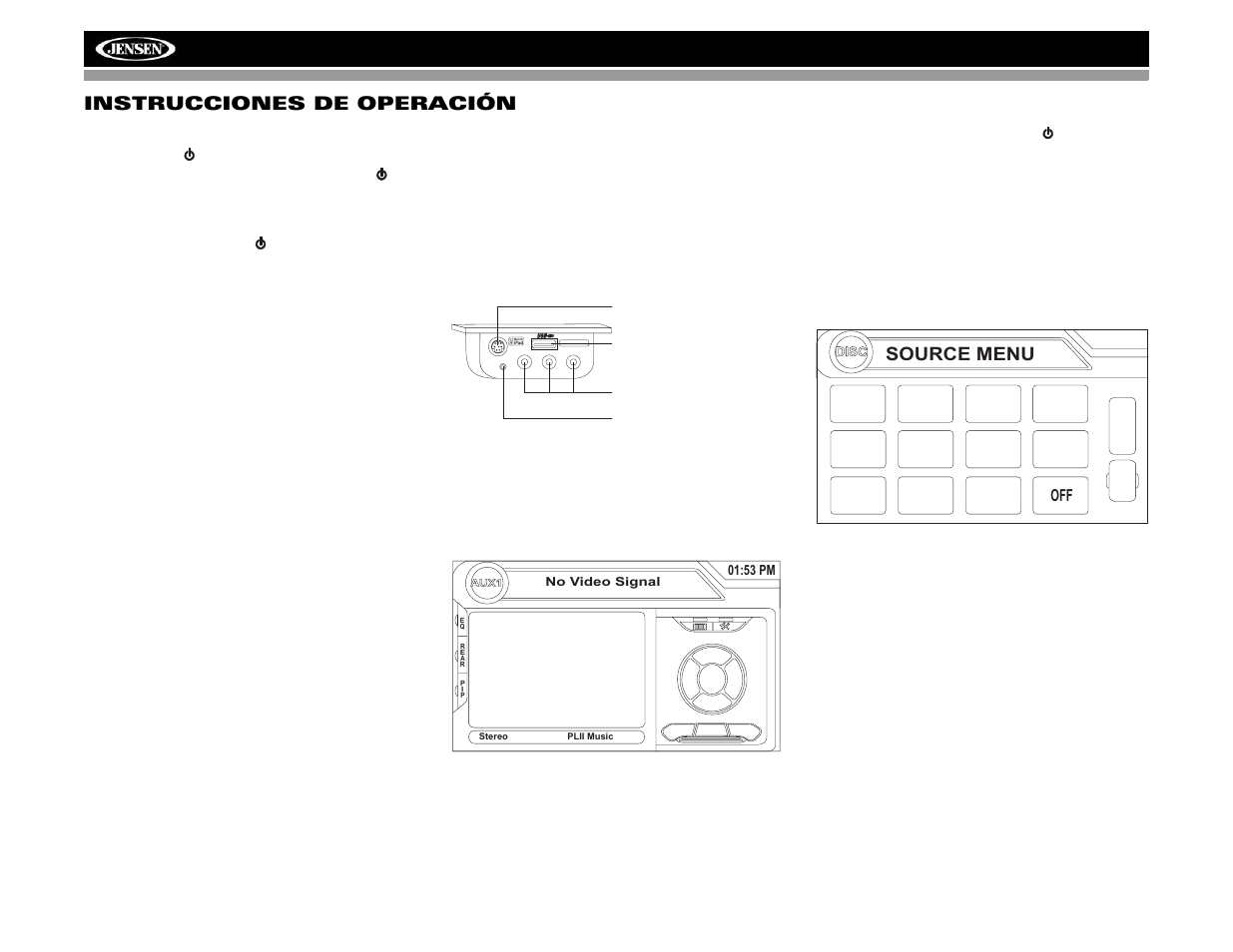 Vm9022 instrucciones de operación, Source menu | Jensen VM9022 User Manual | Page 56 / 124