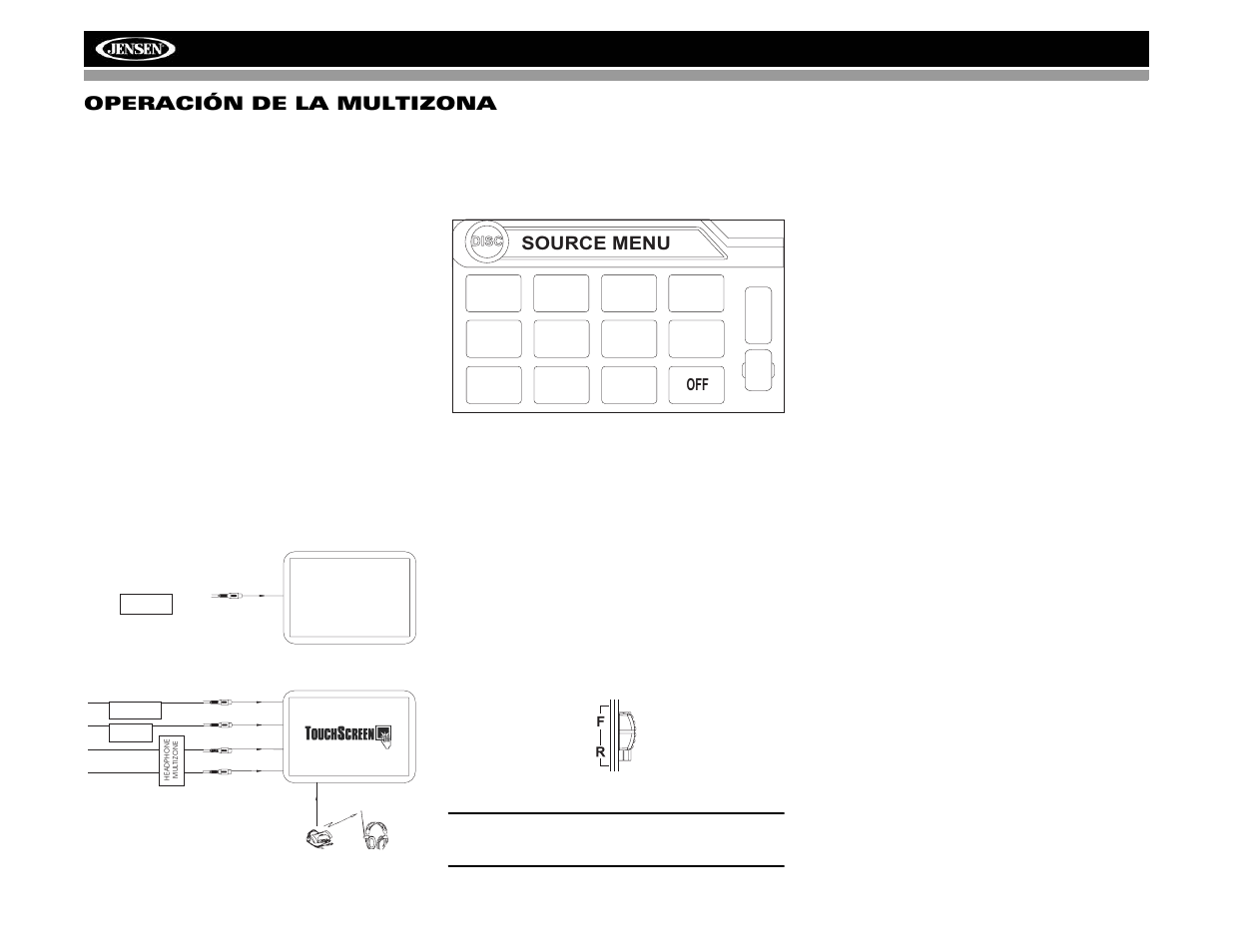 Vm9022 operación de la multizona, Source menu | Jensen VM9022 User Manual | Page 58 / 124