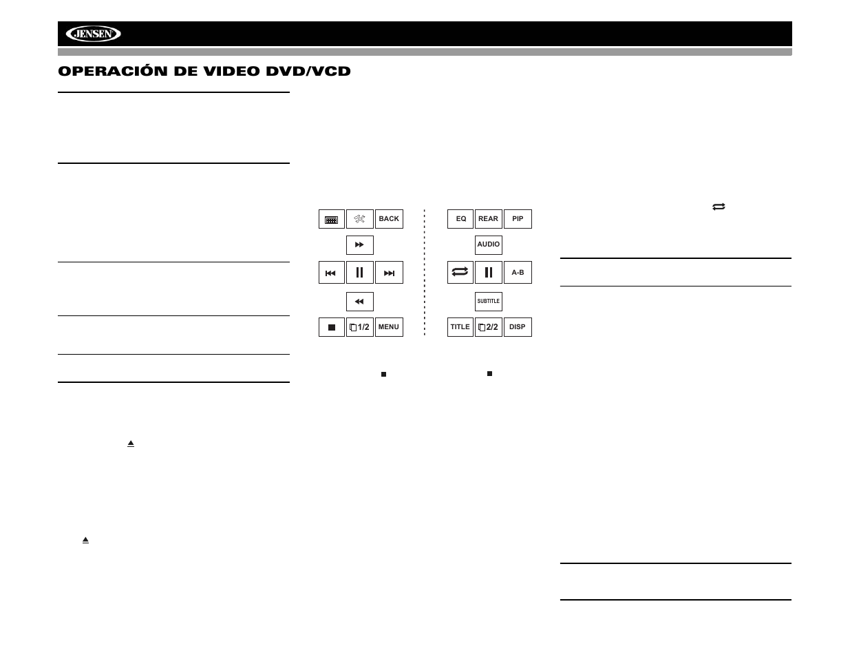 Vm9022 operación de video dvd/vcd | Jensen VM9022 User Manual | Page 66 / 124