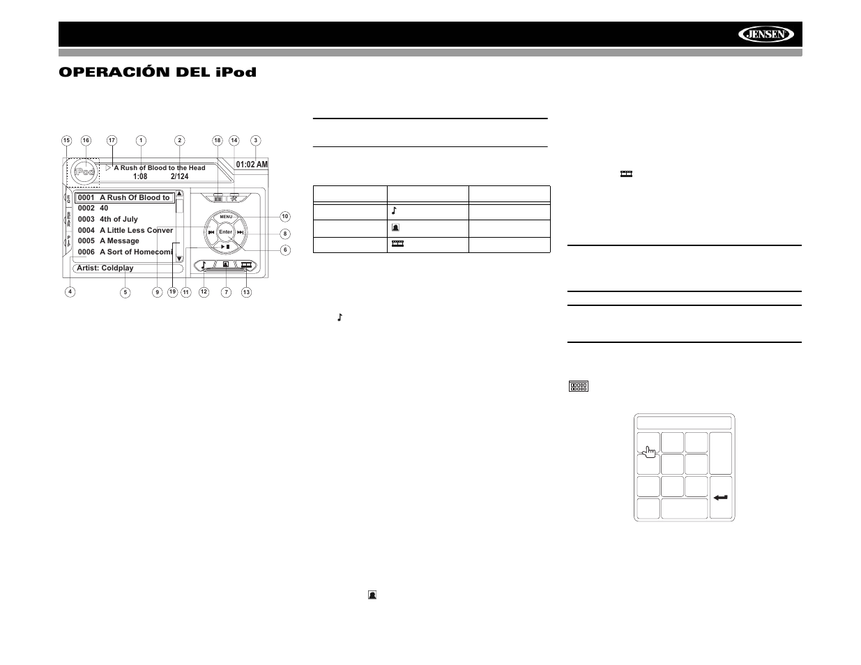 Vm9022 operación del ipod | Jensen VM9022 User Manual | Page 73 / 124