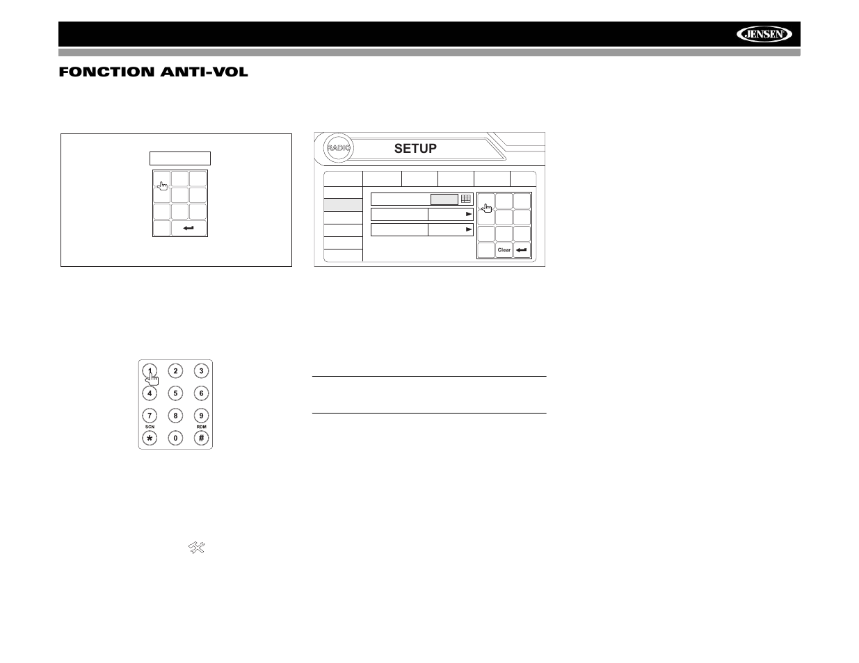 Vm9022 fonction anti-vol, Setup | Jensen VM9022 User Manual | Page 87 / 124