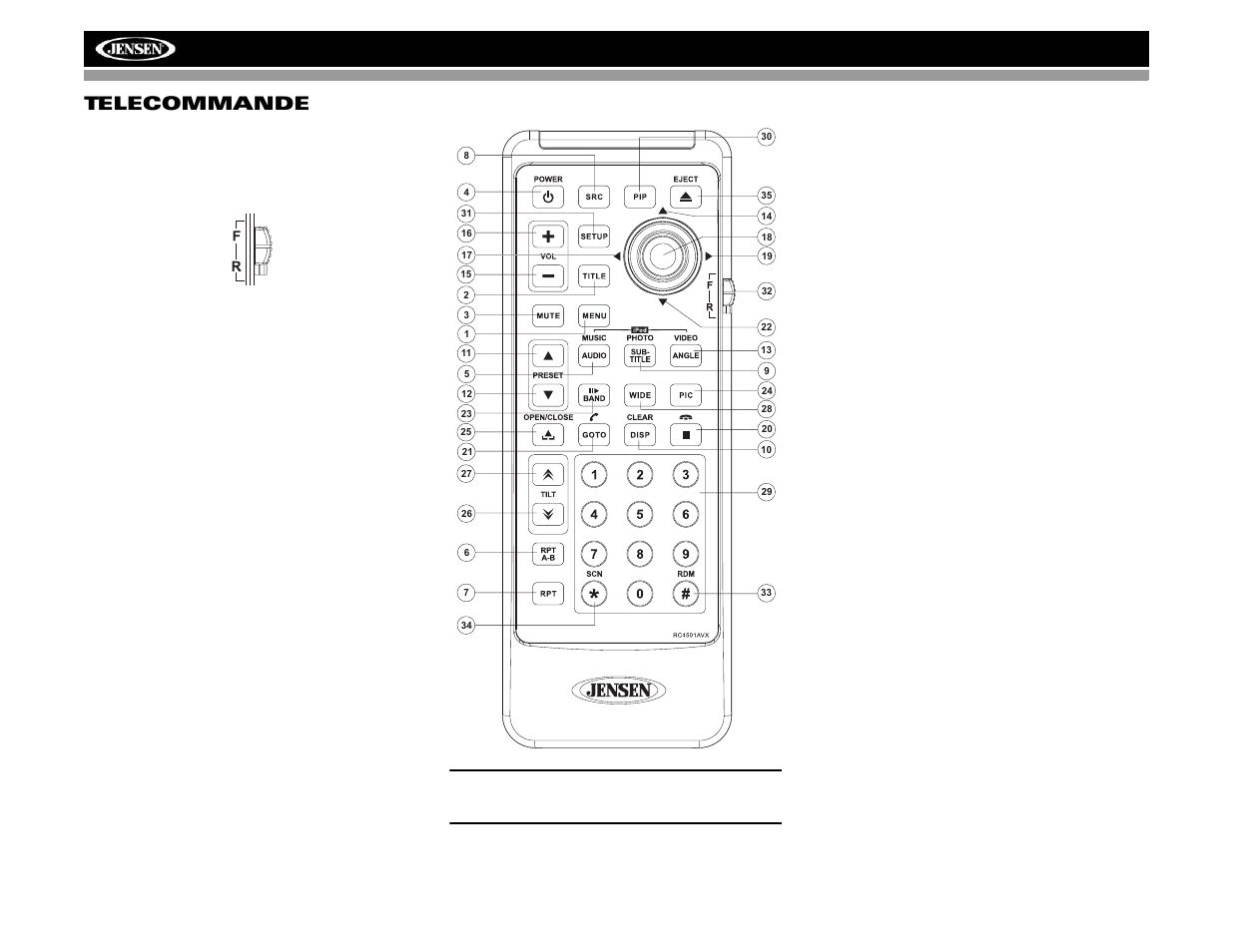 Vm9022 telecommande | Jensen VM9022 User Manual | Page 90 / 124