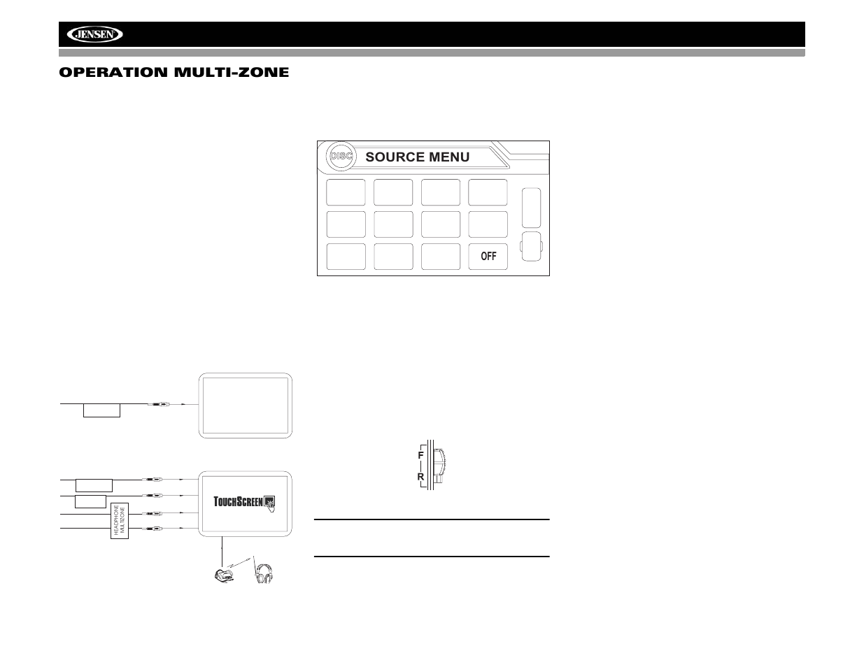 Vm9022 operation multi-zone, Source menu | Jensen VM9022 User Manual | Page 96 / 124